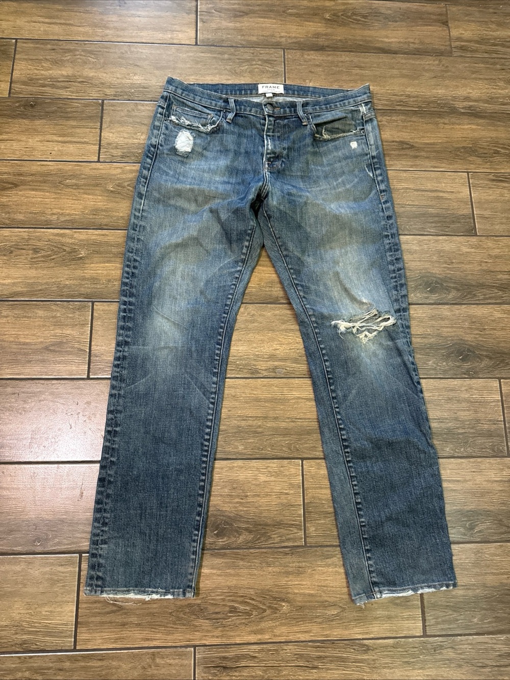 FRAME Men’s 32  Blue  Distressed Jeans